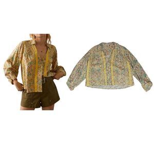 Anthropologie Pilcro Pintuck Peasant Blouse Size Medium